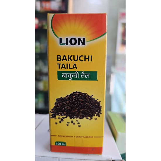 Lion Bakuchi Tail (100ml) – 100% Pure Ayurvedic Oil for Skin Care & Hair Growth – Natural Remedy for Leucoderma, Psoriasis & Eczema – Cold Pressed Herbal Treatment Oil
