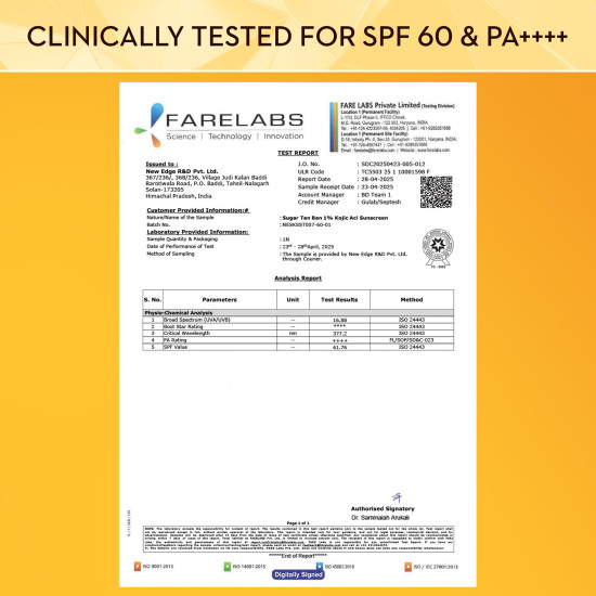 SUGAR Cosmetics Tan Ban 1% Kojic Acid Sunscreen SPF60 ++++ | 1% Peptide Complex | Barrier Repair | No White Cast | 50ml