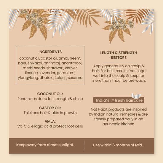 Nat Habit Castor Coconut Dasabuti Hair Oil for Length & Strenghting, Hair Cuticle & Retain Moisture, 100ml Nat Habit Castor Coconut Dasabuti Hair Oil for Length & Strenghting, Hair Cuticle & Retain Moisture, 100ml