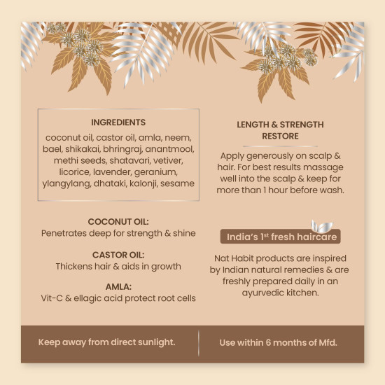 Nat Habit Castor Coconut Dasabuti Hair Oil for Length & Strenghting, Hair Cuticle & Retain Moisture, 200ml Nat Habit Castor Coconut Dasabuti Hair Oil for Length & Strenghting, Hair Cuticle & Retain Moisture, 200ml