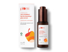 Plum 10% Vitamin C & Calendula Barrier Boosting + Glow Serum 30ml | With 3% Niacinamide, 1% Hyaluronic acid & 1% Ceramide complex | Clinically proven to reduce pigmentation & dark spots in 14 days | Boosts glow from 1st use |