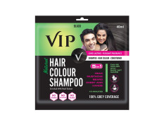 VIP Hair Color Shampoo For Women and Men Hair Dye 15 Minute color | Easy to Use | Natural Black 200ml - (40ML - Pack of 5)