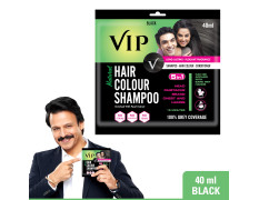 VIP Hair Color Shampoo For Women and Men Hair Dye 15 Minute color | Easy to Use | Natural Black 200ml - (40ML - Pack of 5)