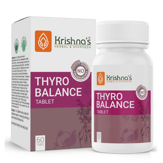 Krishna's Thyro Balance Tablets – Herbal & Non-GMO Formula - 60 Tablet (Pack of 1)