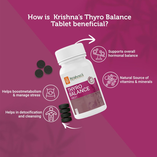 Krishna's Thyro Balance Tablets – Herbal & Non-GMO Formula - 60 Tablet (Pack of 1)