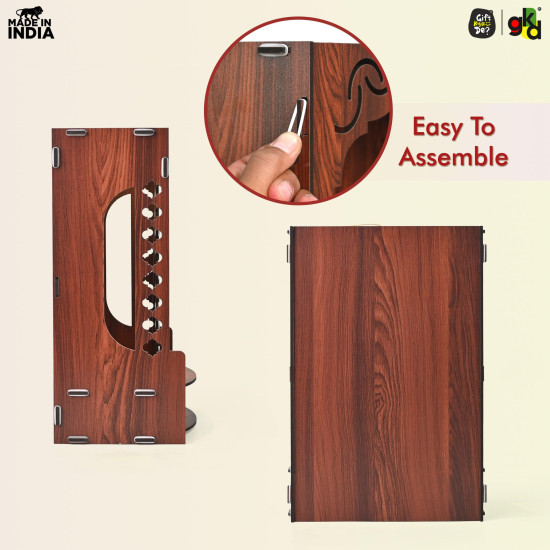 Gift Kya De Wooden Temple for Home Wall Mounted | LED Light Compact Pooja Mandir for Office, Flat, Living Room | Minimal Design Pooja Stand (DIY- H-16 x L-10 x W-7 Inch) (Modern Glow)