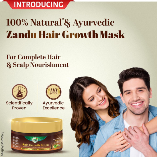 Zandu Hair Growth Mask (200g)|Scientifically Proven to Promote Hair Growth & Reduces Hair Fall|Strengthens Roots|Conditioning & Smoothening|Rosemary Oil, Amla & Bhringraj |100% Ayurvedic, No Chemicals