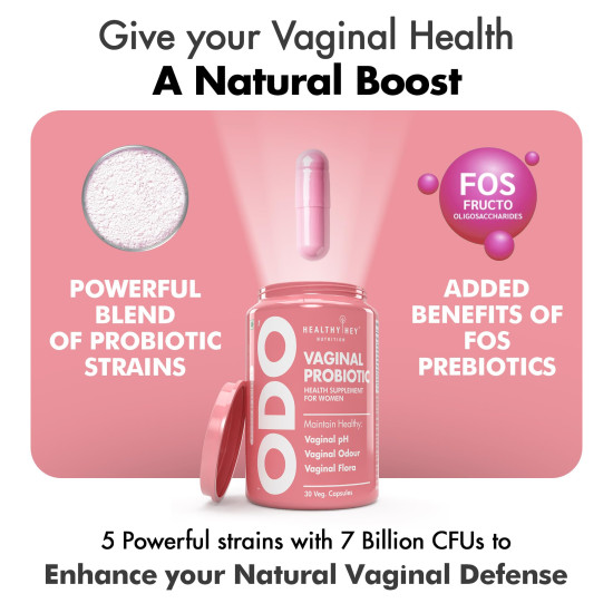 HealthyHey Nutrition ODO Vaginal Probiotics for Women pH Balance with Prebiotics & Lactobacillus Probiotic Blend - Vaginal Health Supplement - PromoteVaginal Odor & Vaginal Flora - 30 Veg Capsules