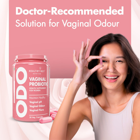 HealthyHey Nutrition ODO Vaginal Probiotics for Women pH Balance with Prebiotics & Lactobacillus Probiotic Blend - Vaginal Health Supplement - PromoteVaginal Odor & Vaginal Flora - 30 Veg Capsules