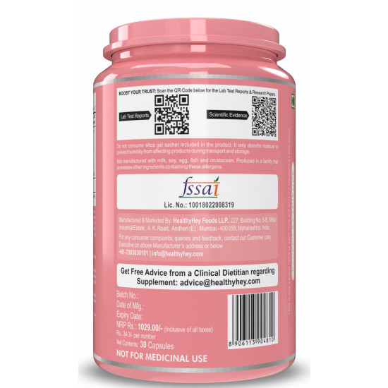 HealthyHey Nutrition ODO Vaginal Probiotics for Women pH Balance with Prebiotics & Lactobacillus Probiotic Blend - Vaginal Health Supplement - PromoteVaginal Odor & Vaginal Flora - 30 Veg Capsules