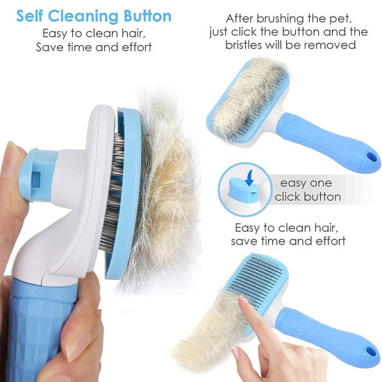 Style Keepers 5-in-1 Pet Grooming Kit for Dogs & Cats – Includes Self Cleaning Brush, Cat Comb, Silicone Bath Scrubber, Flea Comb & Nail Clipper | Grooming Tools for All Hair Types | Dog Brush Kit