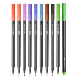 Linc Fineliner Marker Pens, 0.4 mm Tip, Multicolor, Pack of 10