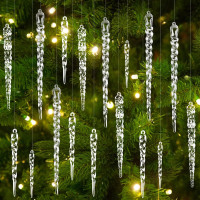 VRB Dec 20 pcs Christmas Crystal Decorations Acrylic Xmas Tree Icicle Hanging Ornaments,Hanging Decorations/Christmas Tree Decoration Items (20 Pcs - Iced Crystal Hanging)