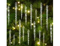 VRB Dec 20 pcs Christmas Crystal Decorations Acrylic Xmas Tree Icicle Hanging Ornaments,Hanging Decorations/Christmas Tree Decoration Items (20 Pcs - Iced Crystal Hanging)