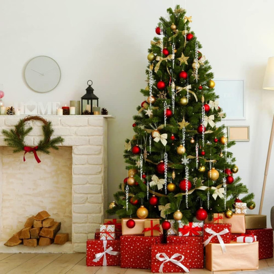 VRB Dec 20 pcs Christmas Crystal Decorations Acrylic Xmas Tree Icicle Hanging Ornaments,Hanging Decorations/Christmas Tree Decoration Items (20 Pcs - Iced Crystal Hanging)