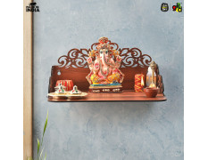 Gift Kya De Wooden Pooja Mandir for Home Wall | Small Temple for Office & Room | Indian Wooden Temple for Table or Shelf | Compact DIY Mandir | 12x9x6 Inch | Classic Design