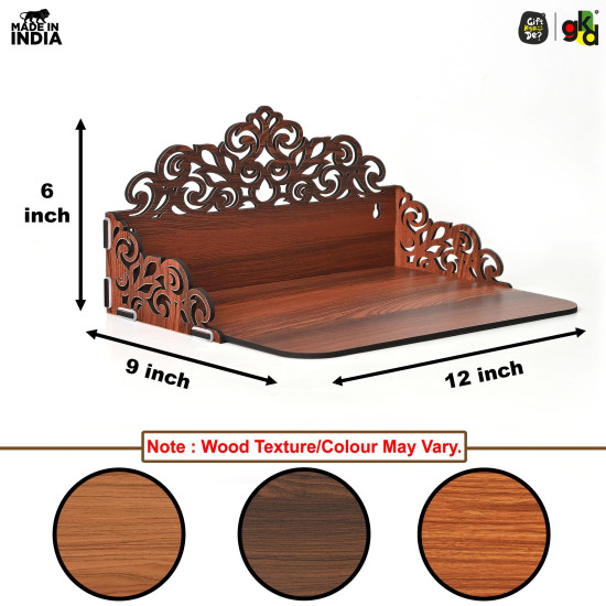 Gift Kya De Wooden Pooja Mandir for Home Wall | Small Temple for Office & Room | Indian Wooden Temple for Table or Shelf | Compact DIY Mandir | 12x9x6 Inch | Classic Design