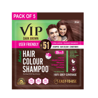VIP Hair Colour Shampoo dark brown | grey hair coverage in 15 minutes, 20ml (pack of 5)