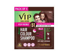 VIP Hair Colour Shampoo dark brown | grey hair coverage in 15 minutes, 20ml (pack of 5)