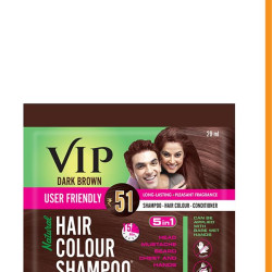 VIP Hair Colour Shampoo dark brown | grey hair coverage in 15 minutes, 20ml (pack of 5)