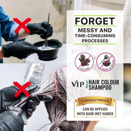 VIP Hair Colour Shampoo dark brown | grey hair coverage in 15 minutes, 20ml (pack of 5)