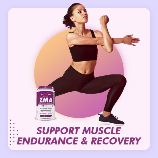 HealthyHey Nutrition ZMA and Zinc Supplement for Men & Women | Zinc and Magnesium Aspartate Supplements | Zinc tablets May Support Muscle Recovery and Sleep Quality (60 Tablets)