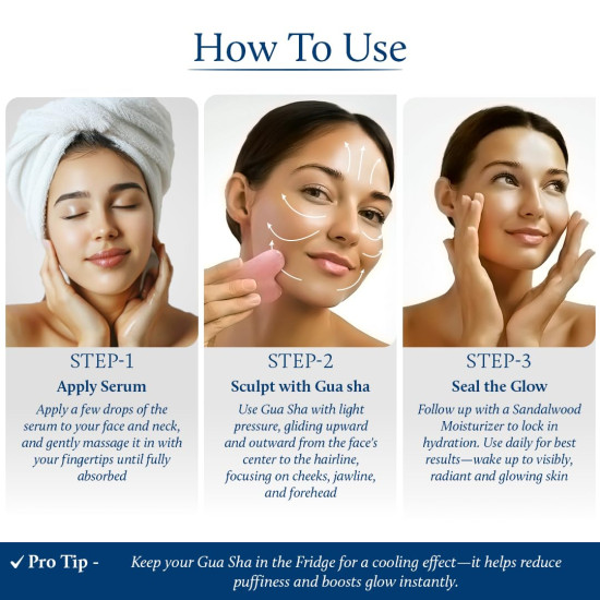 Blue Nectar Rose Quartz Gua Sha for Face with Kumkumadi Oil | Natural Face Massager and Face Serum for Women & Men (30ml, 1 Rose Quartz Gua Sha Stone)