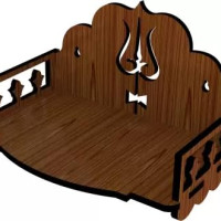 HOMEWEY DECOR Wooden Wall Mounted Pooja Mandir for Home & Office – Handcrafted Temple with Luxurious Finish, Supports Heavy Idols, Decorative Home Temple (8x8x6 Inches)