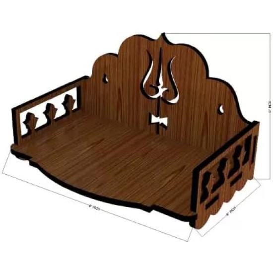 HOMEWEY DECOR Wooden Wall Mounted Pooja Mandir for Home & Office – Handcrafted Temple with Luxurious Finish, Supports Heavy Idols, Decorative Home Temple (8x8x6 Inches)