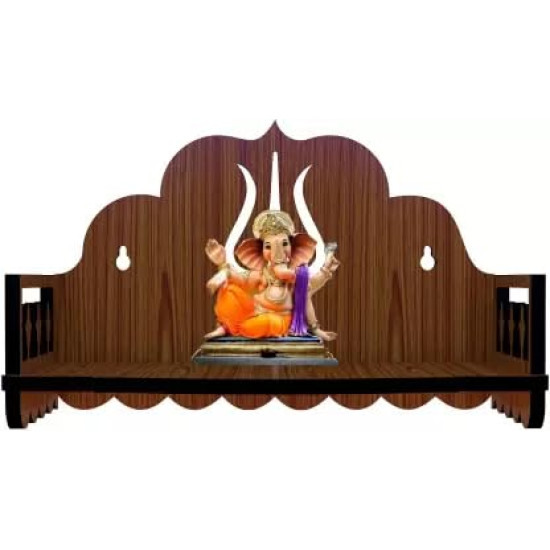 HOMEWEY DECOR Wooden Wall Mounted Pooja Mandir for Home & Office – Handcrafted Temple with Luxurious Finish, Supports Heavy Idols, Decorative Home Temple (8x8x6 Inches)