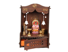 HOMEWEY DECOR Wooden Wall Mounted Pooja Mandir for Home & Office – Handcrafted Temple with Luxurious Finish, Supports Heavy Idols, Decorative Mandir (12.5 x 7 x 8 Inches)