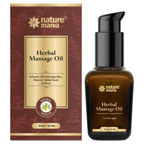 NATURE MANIA Lift-Up Oil for Men | Herbal Body Massage Oil for Men - For Strength, Muscle Relaxation & Active Lifestyle | 30ml