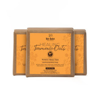 Nat Habit Turmeric Oats Bath Butter Soap | Ayurvedic Body Tan Removal for Women & Men | De-Tan, Anti Tan & Antibacterial Bar| Scar Reduction & Deep Cleansing | Handmade Haldi Soap | Pack of 3 X 125g