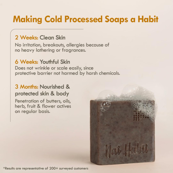 Nat Habit Sandalwood De-Tan |Body Tan Removal Soap for Women & Men | Cold Processed Sandal Soap for Tanning, Skin Brightening & Scar Reduction | Handmade & Anti Tan with Rakt Chandan | Pack of 3 X 125g