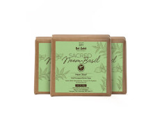 Nat Habit Cold Processed Sacred Neem-Basil Butter Bath Soap- Antibacterial For Soothing, Skin Wellness, Scar Reduction, Exfoliation & Tan Removal | Pack of 3 X 125g