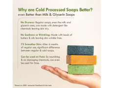 Nat Habit Cold Processed Sacred Neem-Basil Butter Bath Soap- Antibacterial For Soothing, Skin Wellness, Scar Reduction, Exfoliation & Tan Removal | Pack of 3 X 125g