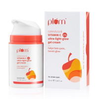 Plum 1% Vitamin C Ultra-Light-Glow Gel Cream with Calendula | Fades Dark Spots, Boosts Glow, Deeply Hydrates | Lightweight, Non-Greasy Face Moisturizer | All Skin Types | for Women and Men | 50g