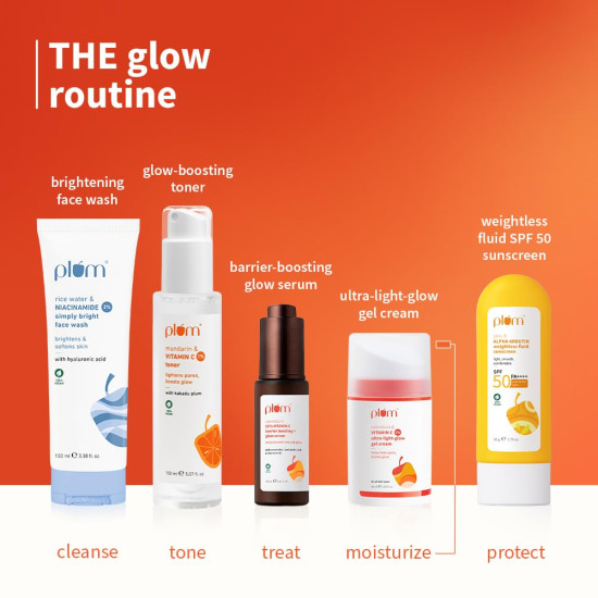 Plum 1% Vitamin C Ultra-Light-Glow Gel Cream with Calendula | Fades Dark Spots, Boosts Glow, Deeply Hydrates | Lightweight, Non-Greasy Face Moisturizer | All Skin Types | for Women and Men | 50g