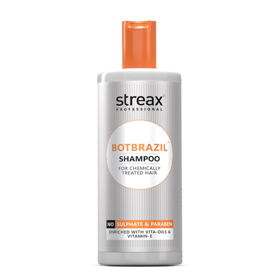 Streax Professional BotBrazil Shampoo,300 ml for Keratin, Nanoplasty, & Smoothening, Sulphate & Paraben-Free Shampoo for Women & Men, Enriched with Vita Oils Nourishes Chemically Treated Hair