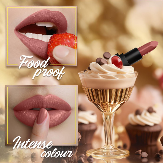 FACES CANADA Comfy Matte Velvet Touch Lipstick - Fierce Brown 17, 4.2g | Velvety Matte Finish | 8HR Longstay | Intense Colour | Hydrating Lips | Smooth Application | Foodproof & Crackproof