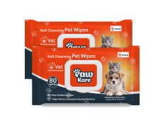 PawKare Pet Wipes for Dogs & Cats | 160 Count | 80 x Pack of 2 | Vet Recommended Grooming Wipes |Alcohol-Free Wet Wipes for Cats & Dogs|Pets Dry Bathing, Paw Cleaning| Aloe Vera, Jojoba Oil, Vitamin E