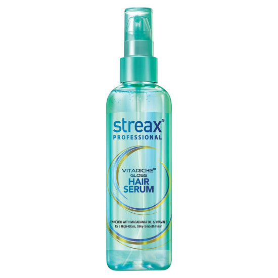 Streax Professional Vitariche Gloss Hair Serum,75 ml| Frizz-Free Hair | Enhance Shine and Smoothness | With Vitamin E & Macadamia Oil| | For All Hair Types