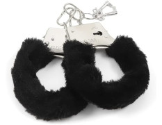 YUPPIN Kids Toy Handcuffs with Fluffy Cover – Safe Pretend Play Metal Handcuffs with Keys – Soft Plush Covering for Police Role Play & Fancy Dress (Black)
