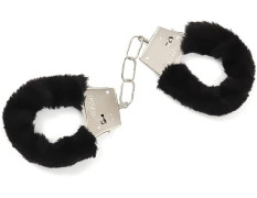 YUPPIN Kids Toy Handcuffs with Fluffy Cover – Safe Pretend Play Metal Handcuffs with Keys – Soft Plush Covering for Police Role Play & Fancy Dress (Black)