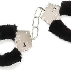 YUPPIN Kids Toy Handcuffs with Fluffy Cover – Safe Pretend Play Metal Handcuffs with Keys – Soft Plush Covering for Police Role Play & Fancy Dress (Black)