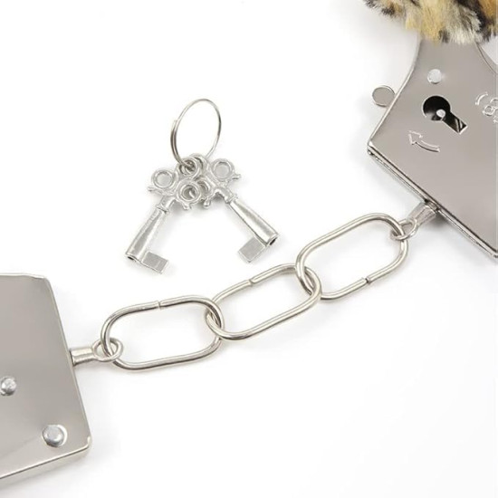 YUPPIN Kids Toy Handcuffs with Fluffy Cover – Safe Pretend Play Metal Handcuffs with Keys – Soft Plush Covering for Police Role Play & Fancy Dress (Black)