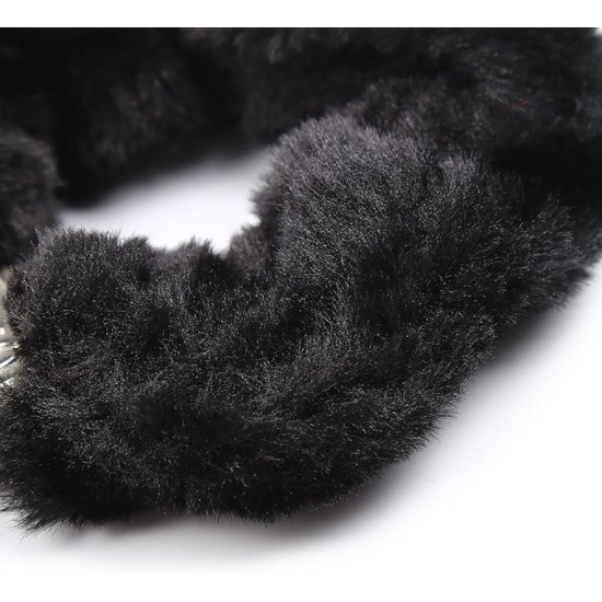 YUPPIN Kids Toy Handcuffs with Fluffy Cover – Safe Pretend Play Metal Handcuffs with Keys – Soft Plush Covering for Police Role Play & Fancy Dress (Black)