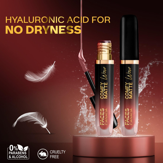 FACES CANADA Comfy Matte Wow Liquid Lipstick - Tea Rose 12, 3.8ml | One Swipe Application | Highly Pigmented | Comfortable Wear | Glides Smoothly | Long Lasting | Transferproof