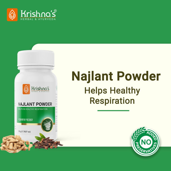 Krishna's Najlant Powder – Herbal Respiratory Support for Lungs, Cough & Congestion Relief, No Artificial Colors or Flavors - 50 g (Pack of 1)