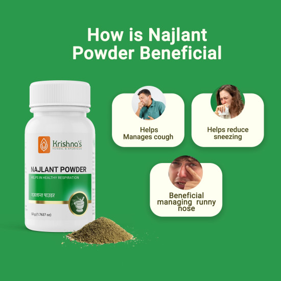 Krishna's Najlant Powder – Herbal Respiratory Support for Lungs, Cough & Congestion Relief, No Artificial Colors or Flavors - 50 g (Pack of 1)